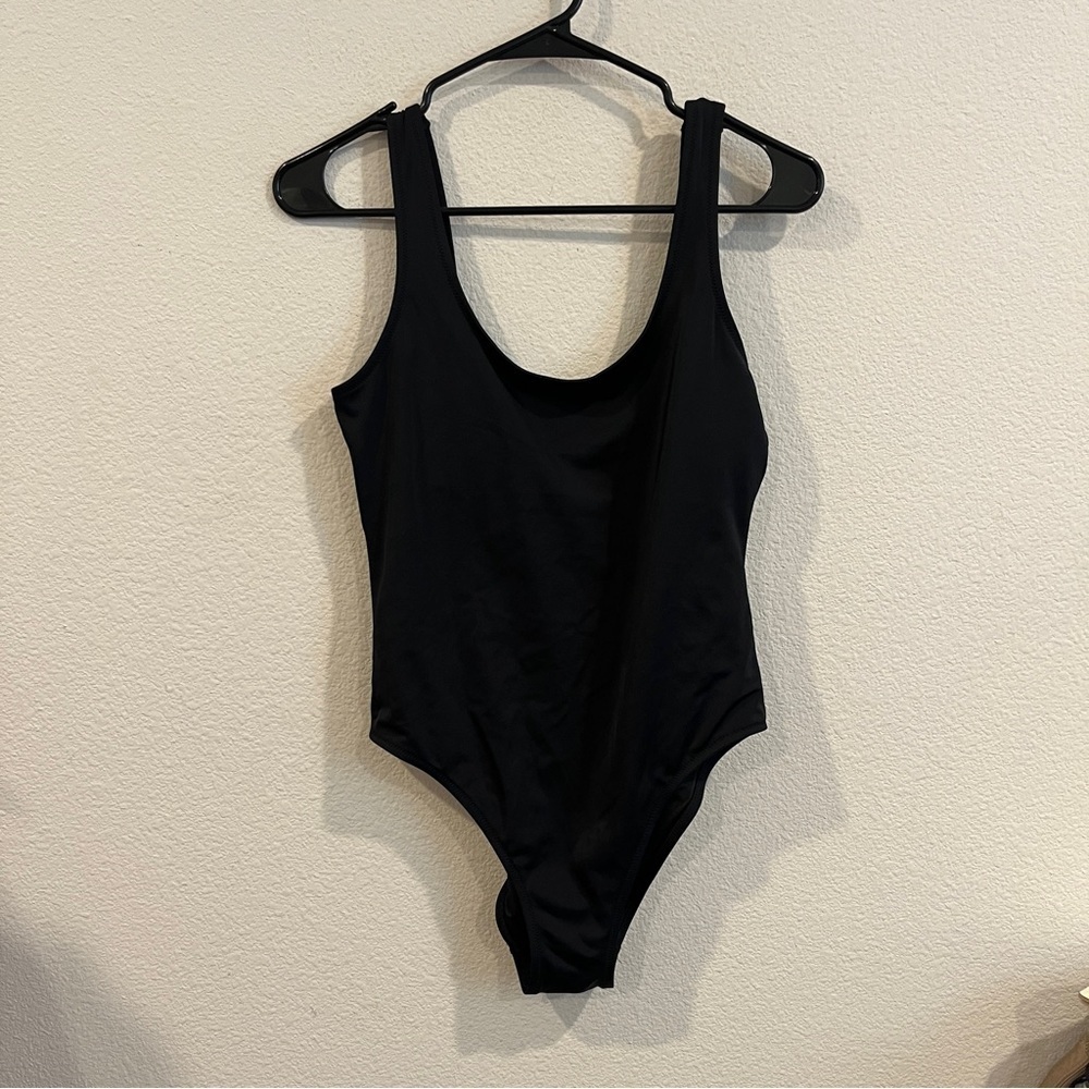 Victorias Secret PINK black one piece swimsuit scoop back size large